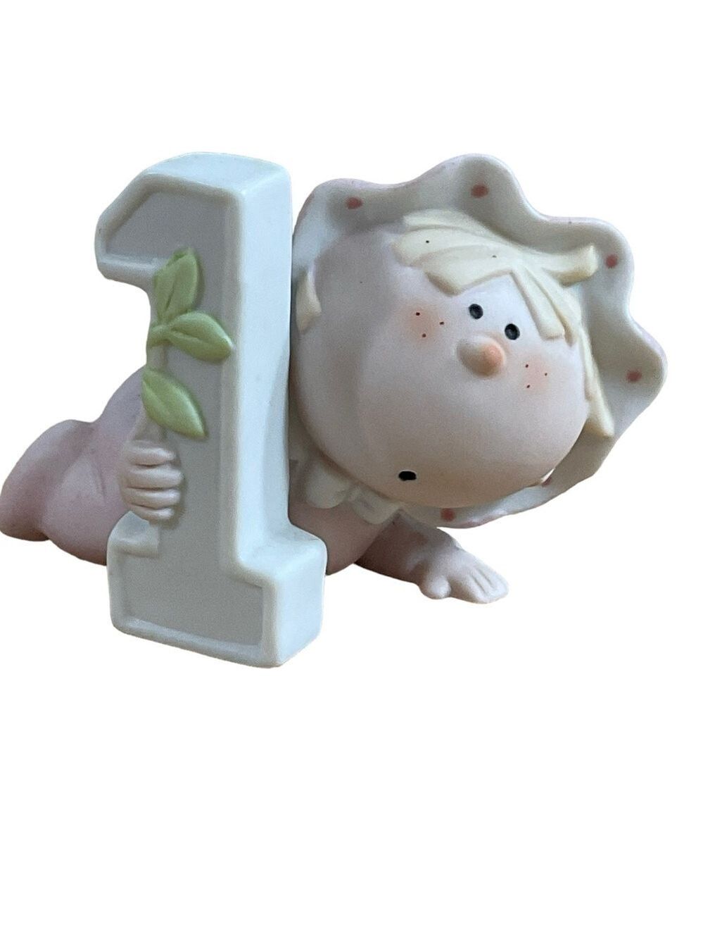 Bumpkins Baby Girl #1 First Birthday Baby Cake topper figurine 2.5”X 2” Crawling